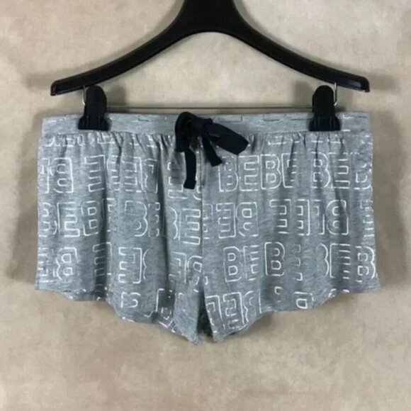 BEBE Gray Logo Sleep Shorts, Small - Picture 1 of 5